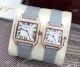 Top Grade Fake Cartier Santos Dumont Lover Watch - Diamond Case Brown Leather Strap (3)_th.jpg